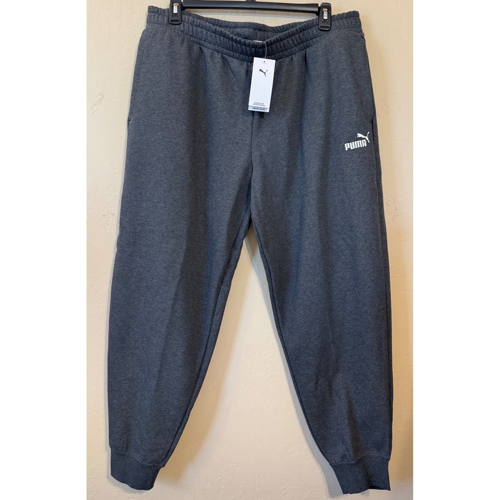 Puma Sweatpants Men XXL Dark Gray Heather ESS Logo Fleece Joggers 687993 NEW